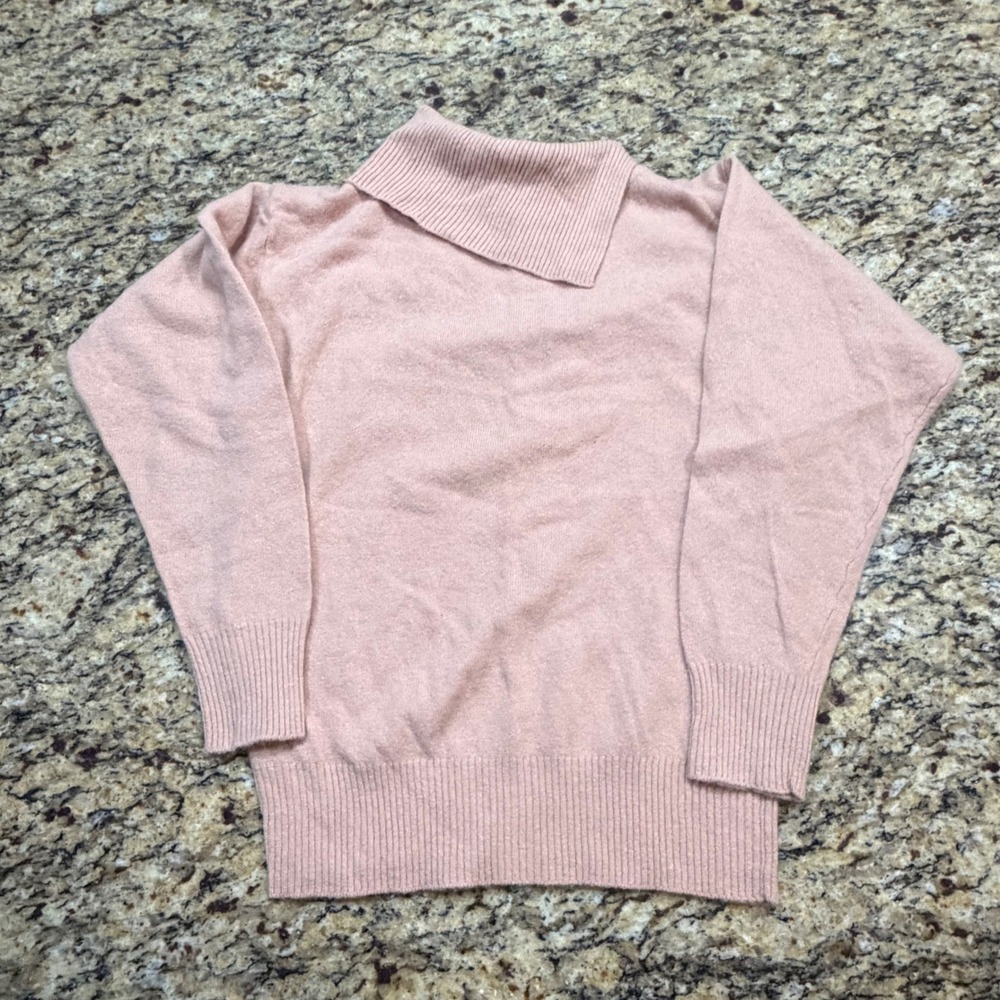 Kenneth Allen Vintage Pink Lambswool Angora Blend Split Turtleneck Sweater M ws